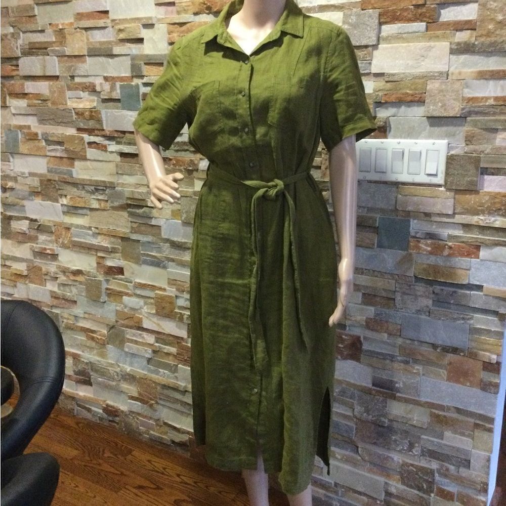 WHISTLES Bella Linen MIDI Shirt Dress